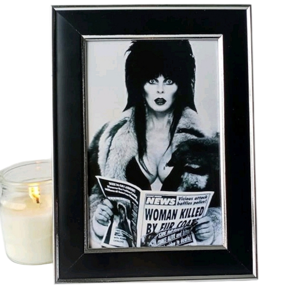 Elvira Horror Queen Retro Vintage Newspaper 80s Retro Pin Up Photo Shoot Framed